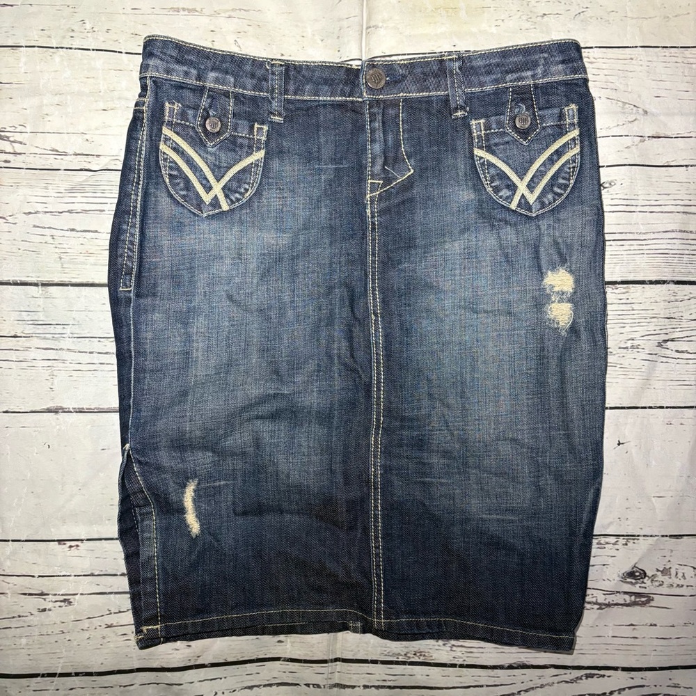 William Rast Blue Denim Pencil Skirt